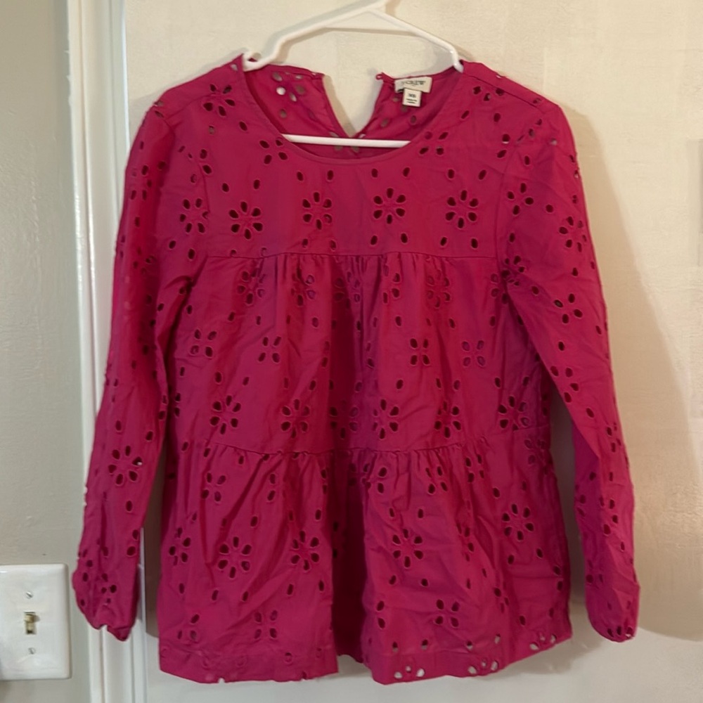 J. Crew pink eyelet blouse
